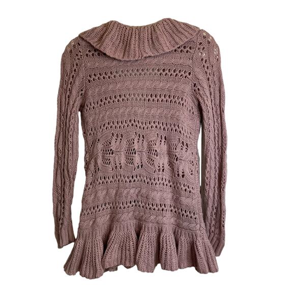 Roz & Ali Women Open Front Waterfall Knit Cardigan Sz SP Feminine Ferry Coquette - Picture 2 of 9